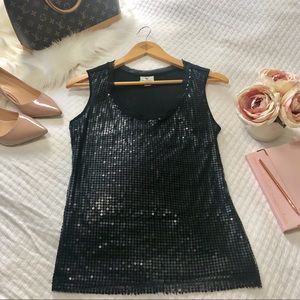 Black Sequin Tank Style Dress Top